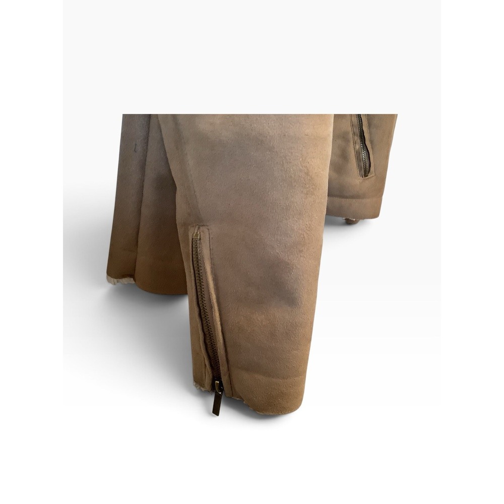 Women's XL Tan Faux Suede Sherpa Lined Jacket Croft & Barrow Full Zip - Picture 4 of 7